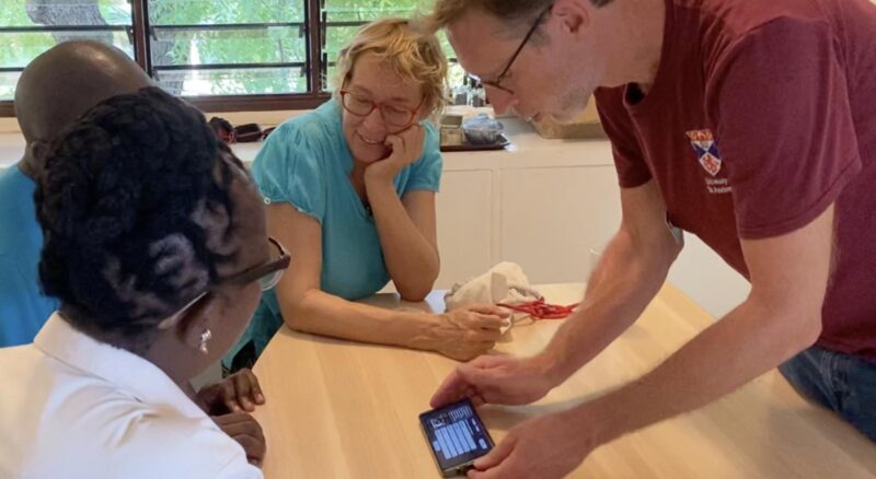 A group of doctors viewing our ophthalmology game
